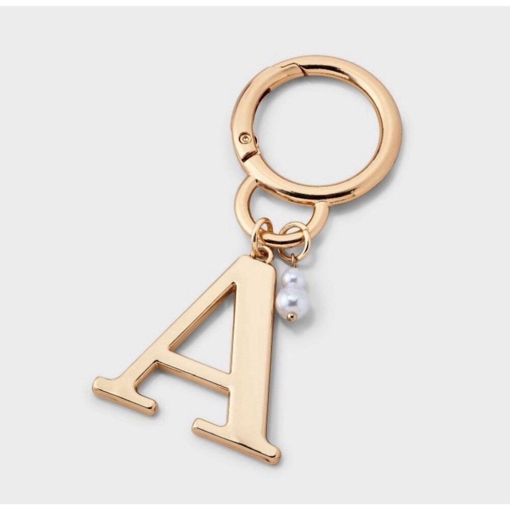 Initial “A” And Simulated Pearl  Bag Charm A New Day Gold